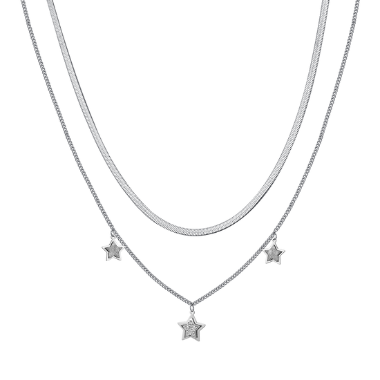 COLLAR ESTRELLA DE ACERO CON CRISTALES BLANCOS