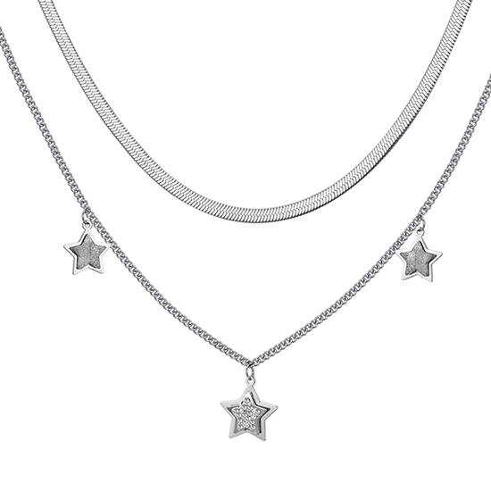 COLLAR ESTRELLA DE ACERO CON CRISTALES BLANCOS