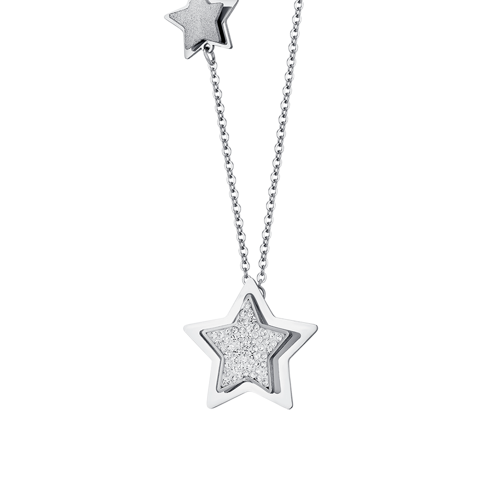 COLLAR ESTRELLA DE ACERO CON CRISTALES BLANCOS