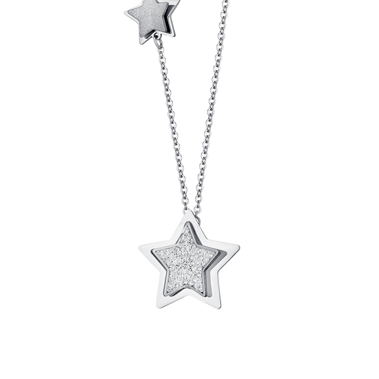 COLLAR ESTRELLA DE ACERO CON CRISTALES BLANCOS