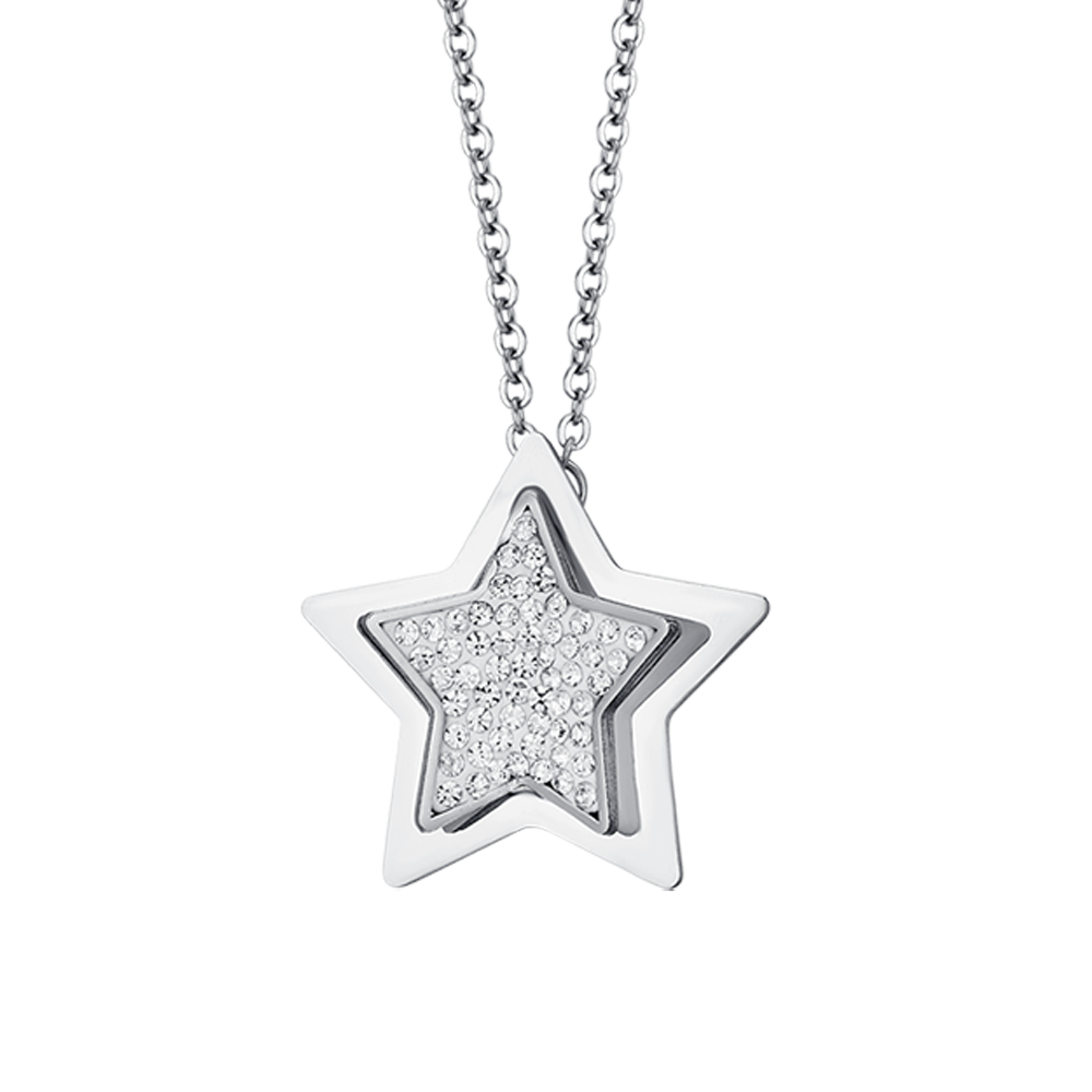 COLLAR ESTRELLA DE ACERO CON CRISTALES BLANCOS