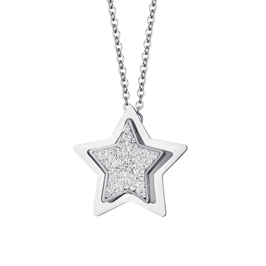 COLLAR ESTRELLA DE ACERO CON CRISTALES BLANCOS