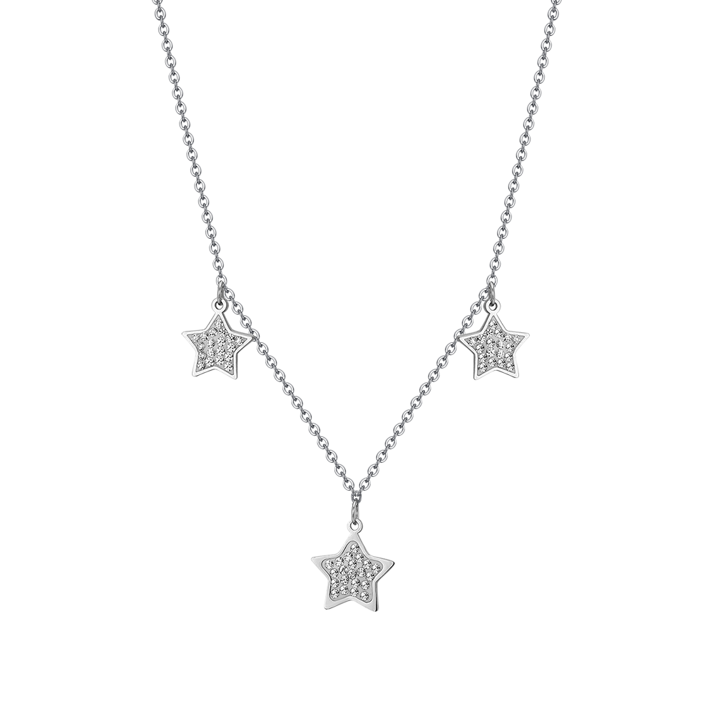 COLLAR ESTRELLA DE ACERO CON CRISTALES BLANCOS
