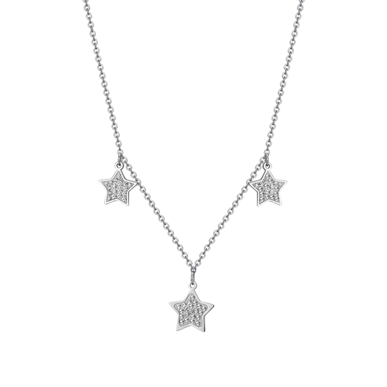 COLLAR ESTRELLA DE ACERO CON CRISTALES BLANCOS