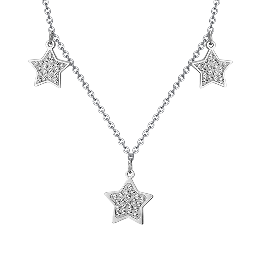 COLLAR ESTRELLA DE ACERO CON CRISTALES BLANCOS
