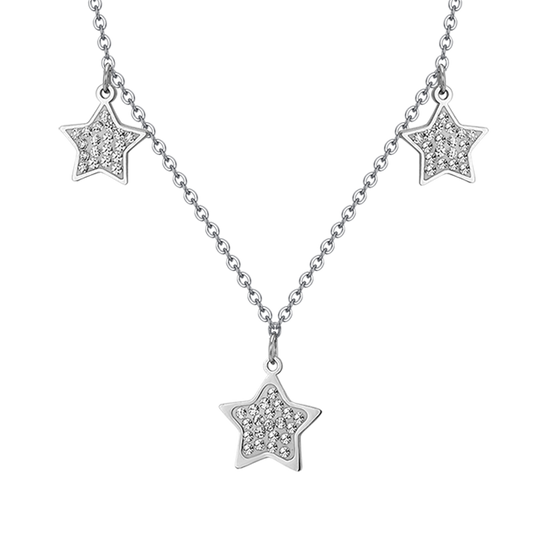 COLLAR ESTRELLA DE ACERO CON CRISTALES BLANCOS