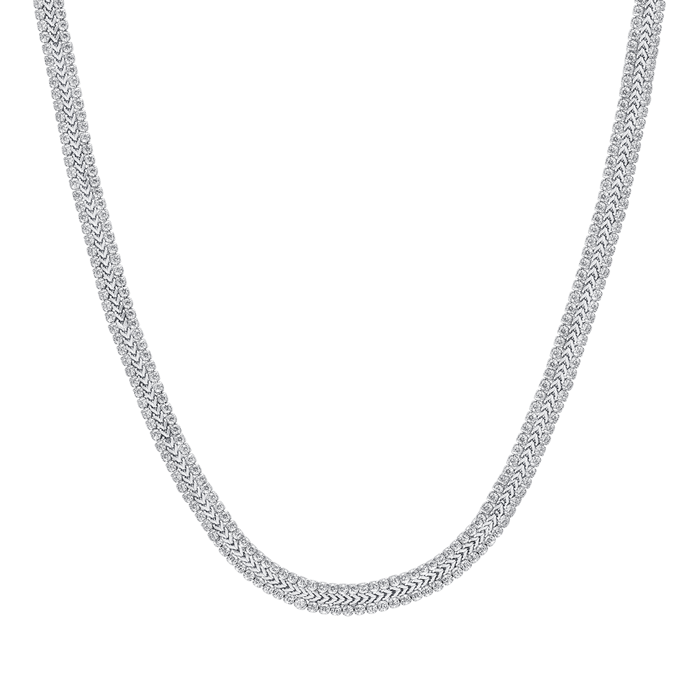 COLLAR DE ACERO PARA MUJERES CON CRISTALES BLANCOS