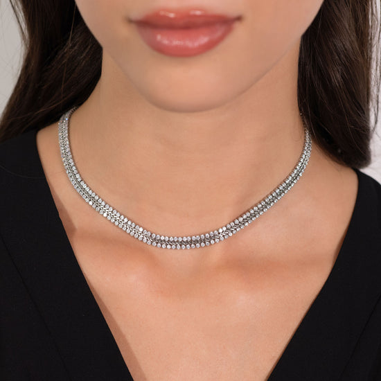 COLLAR DE ACERO PARA MUJERES CON CRISTALES BLANCOS