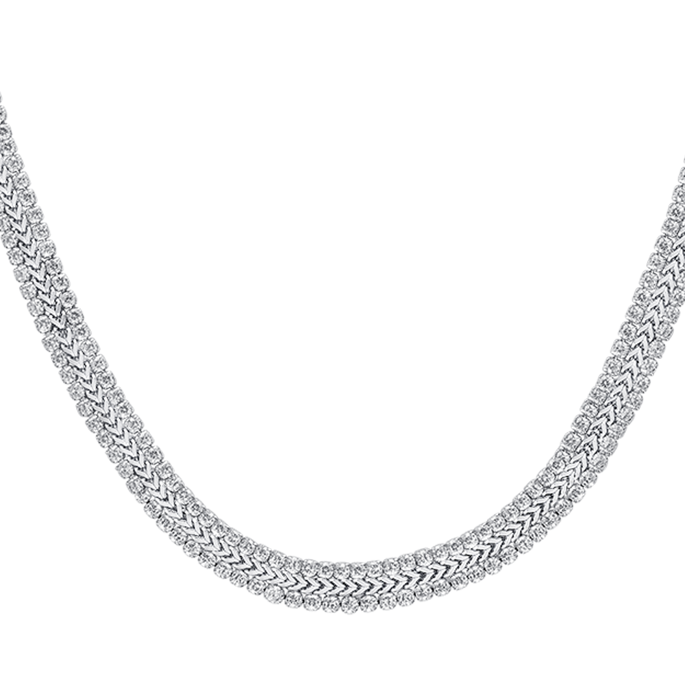COLLAR DE ACERO PARA MUJERES CON CRISTALES BLANCOS