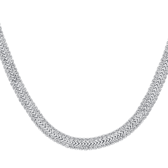 COLLAR DE ACERO PARA MUJERES CON CRISTALES BLANCOS