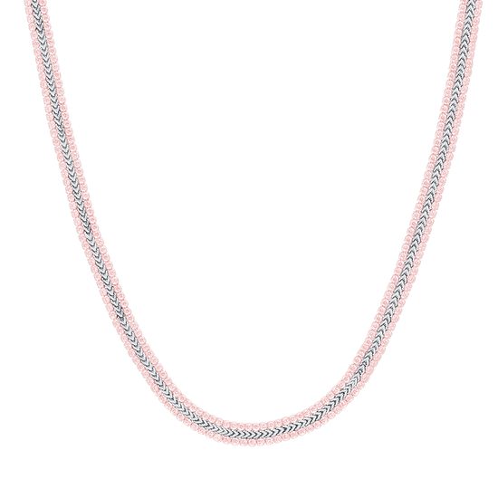 COLLAR DE TENIS DE ACERO PARA MUJER CON CRISTALES ROSAS