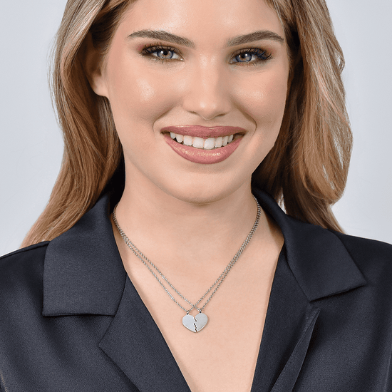 COLLAR DE PAREJA DE ACERO CON CORAZÓN