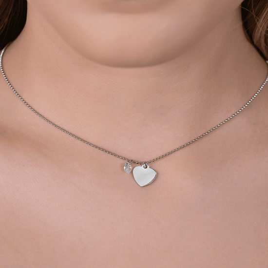 COLLANA DONNA IN ACCIAIO CON CUORE E ZIRCONE BIANCO Luca Barra