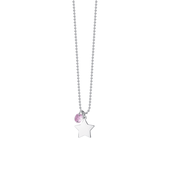 COLLANA DONNA IN ACCIAIO CON STELLA E ZIRCONE ROSA Luca Barra