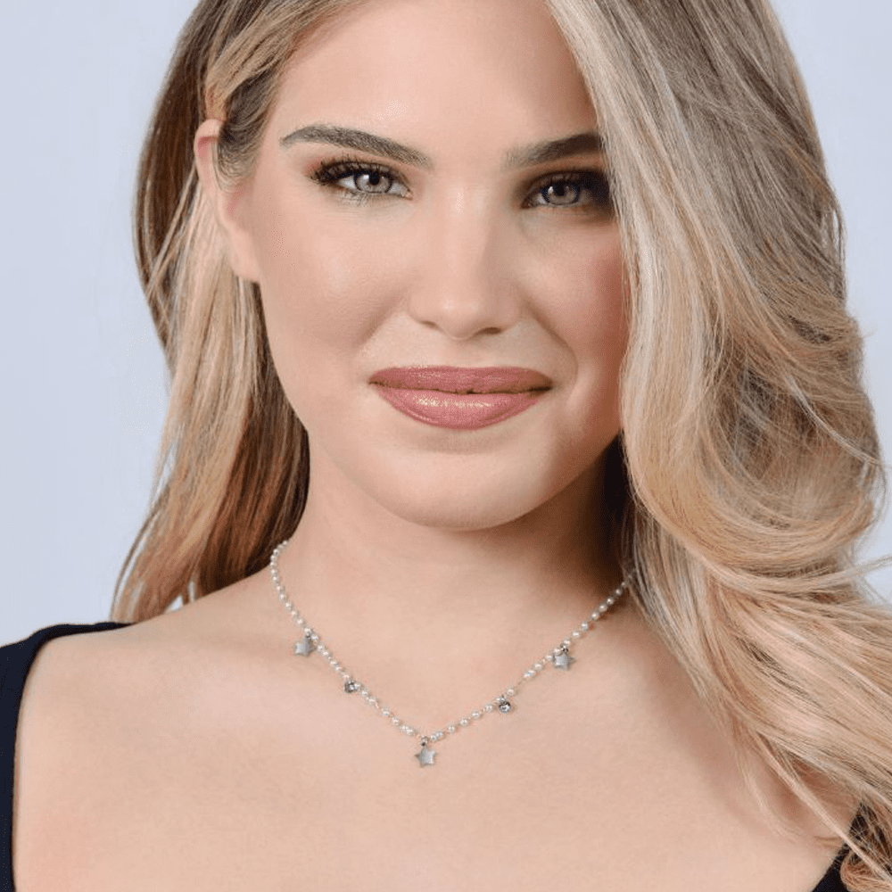 COLLAR DE PERLAS DE ACERO CON ESTRELLAS
