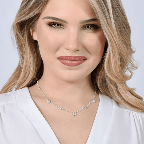 COLLAR FEMENINO DE PERLAS DE ACERO CON MARIPOSAS