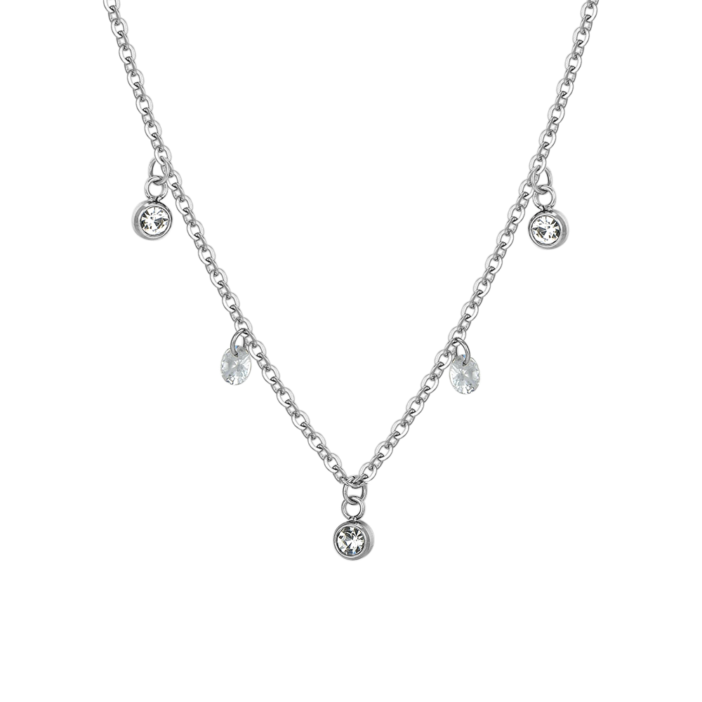 COLLAR DE ACERO CRISTAL BLANCO PARA MUJER