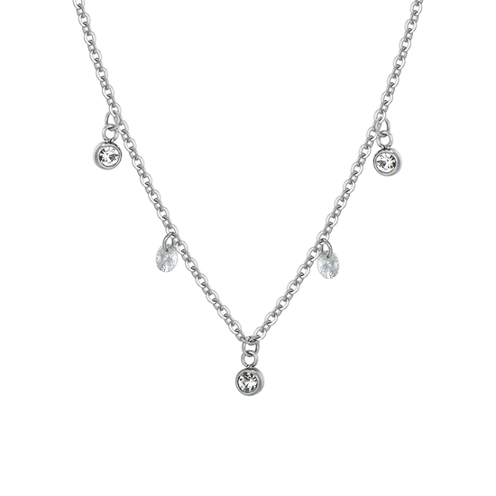 COLLAR DE ACERO CRISTAL BLANCO PARA MUJER