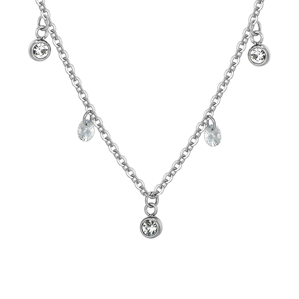 COLLAR DE ACERO CRISTAL BLANCO PARA MUJER