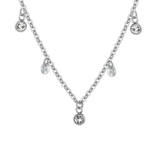 COLLAR DE ACERO CRISTAL BLANCO PARA MUJER