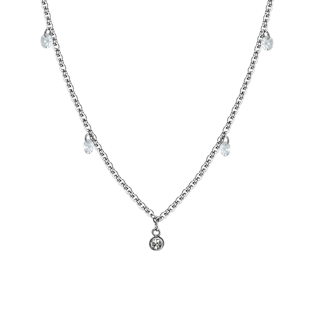 COLLAR DE ACERO CRISTAL BLANCO PARA MUJER