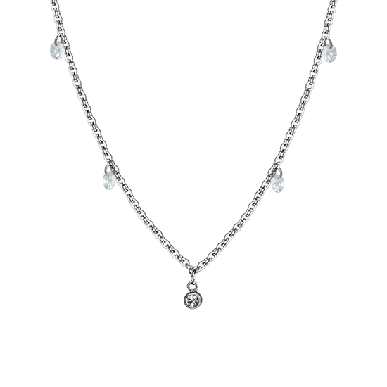 COLLAR DE ACERO CRISTAL BLANCO PARA MUJER