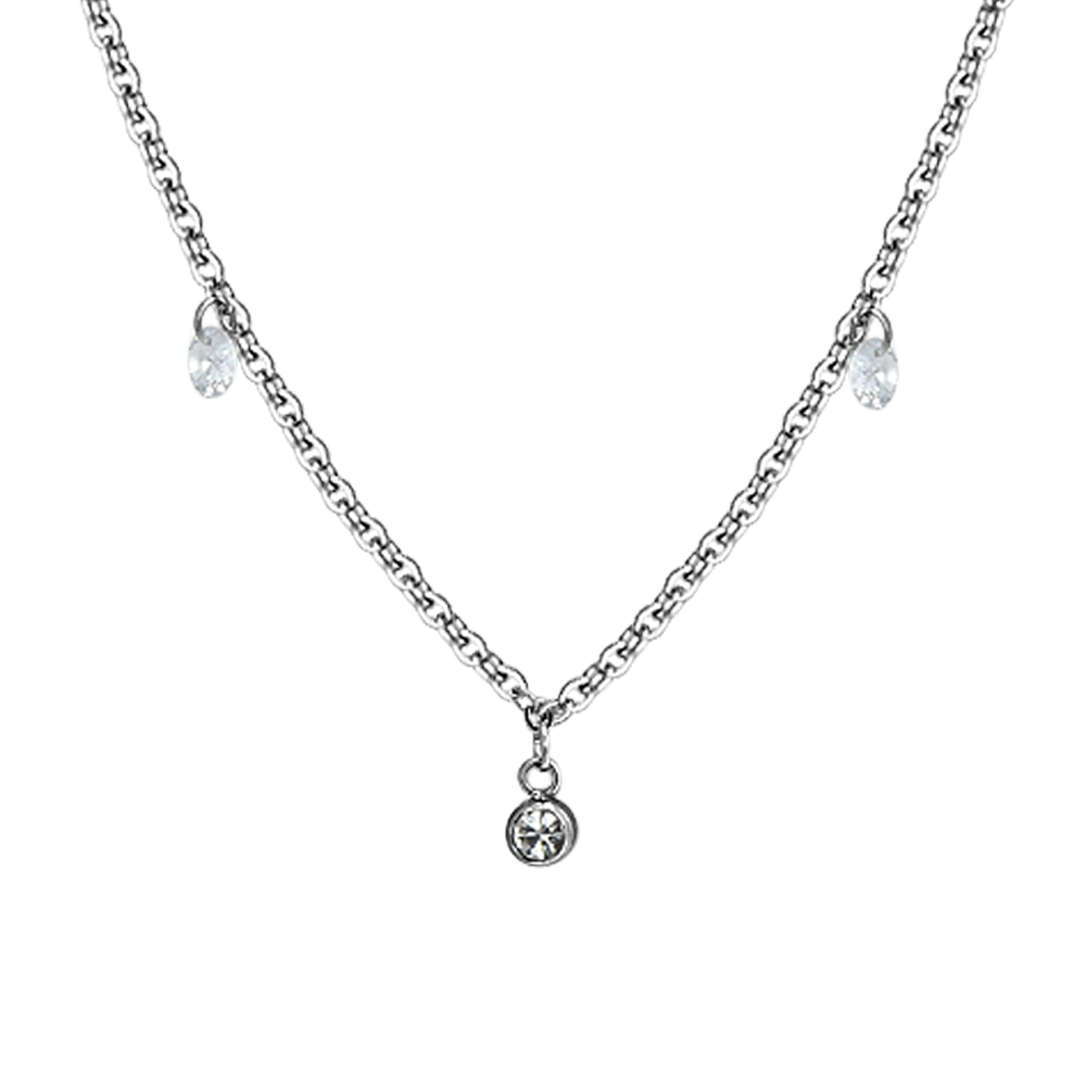 COLLAR DE ACERO CRISTAL BLANCO PARA MUJER