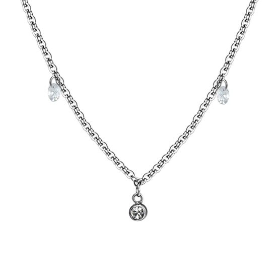 COLLAR DE ACERO CRISTAL BLANCO PARA MUJER
