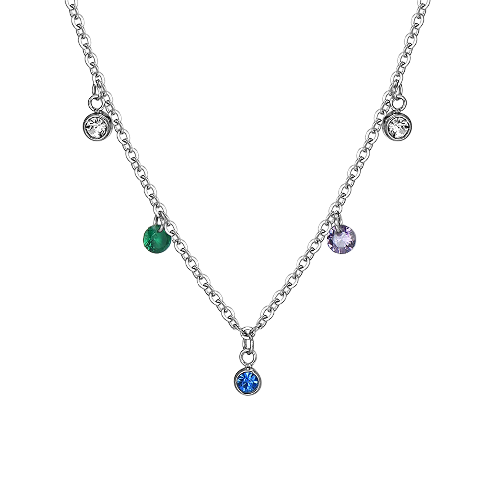 COLLAR DE ACERO CON CRISTAL MULTICOLOR