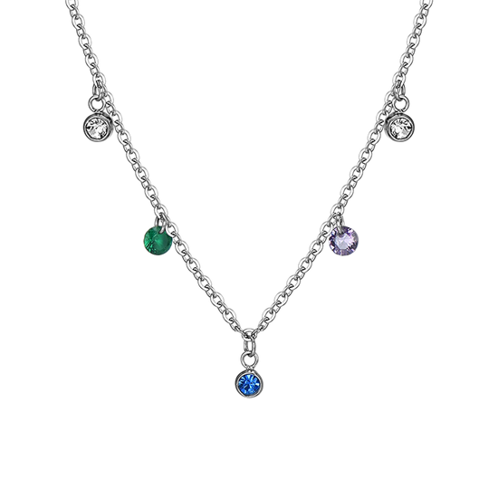 COLLAR DE ACERO CON CRISTAL MULTICOLOR