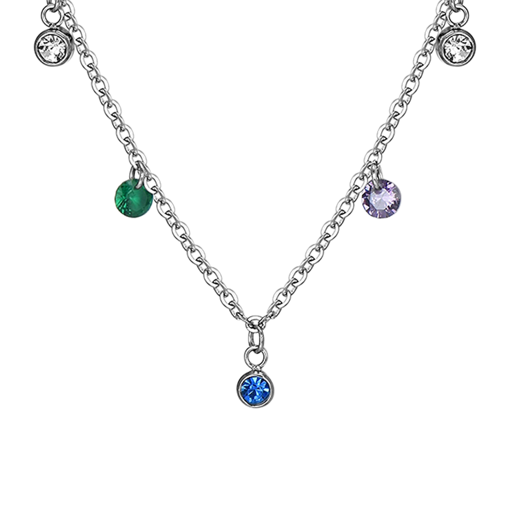 COLLAR DE ACERO CON CRISTAL MULTICOLOR