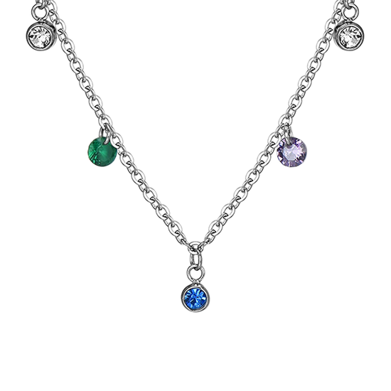 COLLAR DE ACERO CON CRISTAL MULTICOLOR