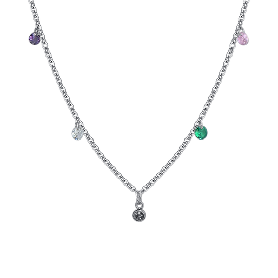 COLLAR DE ACERO CON CRISTAL MULTICOLOR