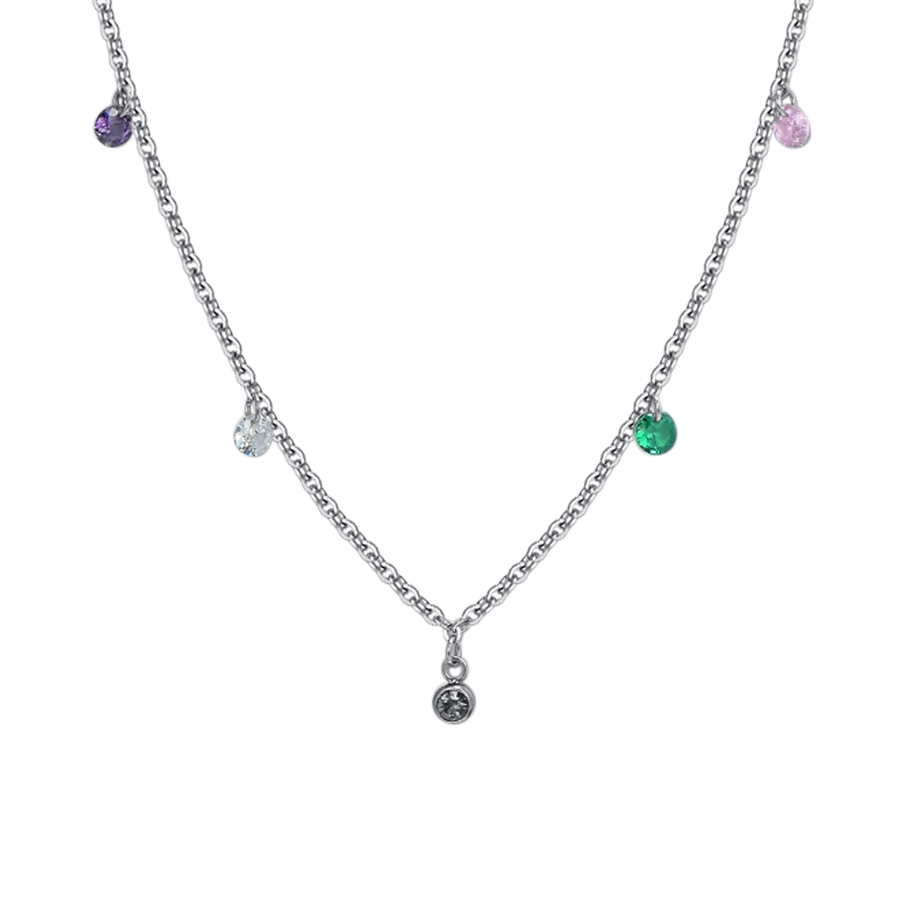 COLLAR DE ACERO CON CRISTAL MULTICOLOR