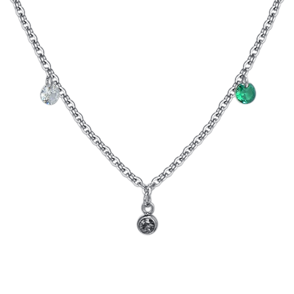 COLLAR DE ACERO CON CRISTAL MULTICOLOR