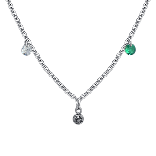 COLLAR DE ACERO CON CRISTAL MULTICOLOR