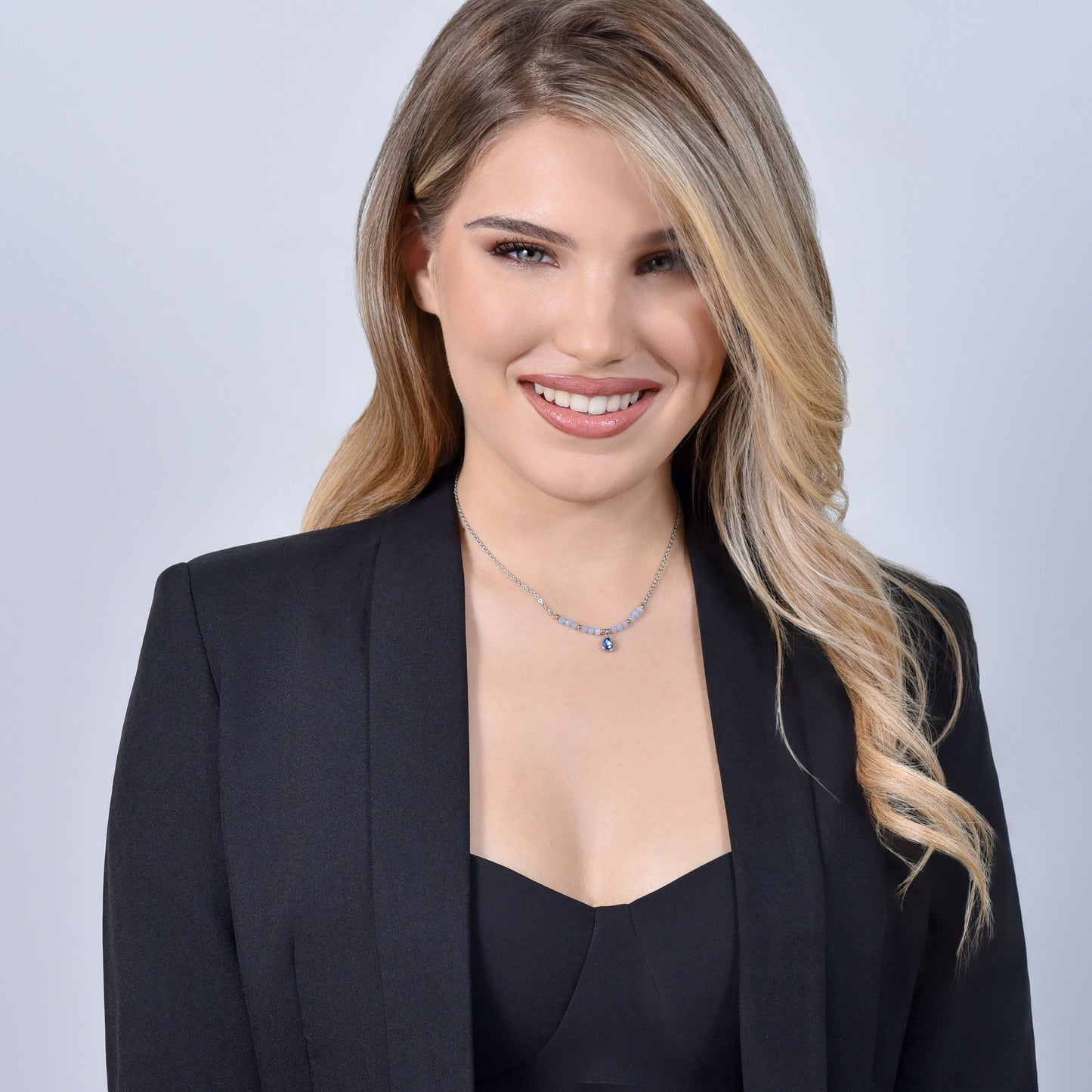 ÁGATA AZUL ACERO COLLAR DE MUJER