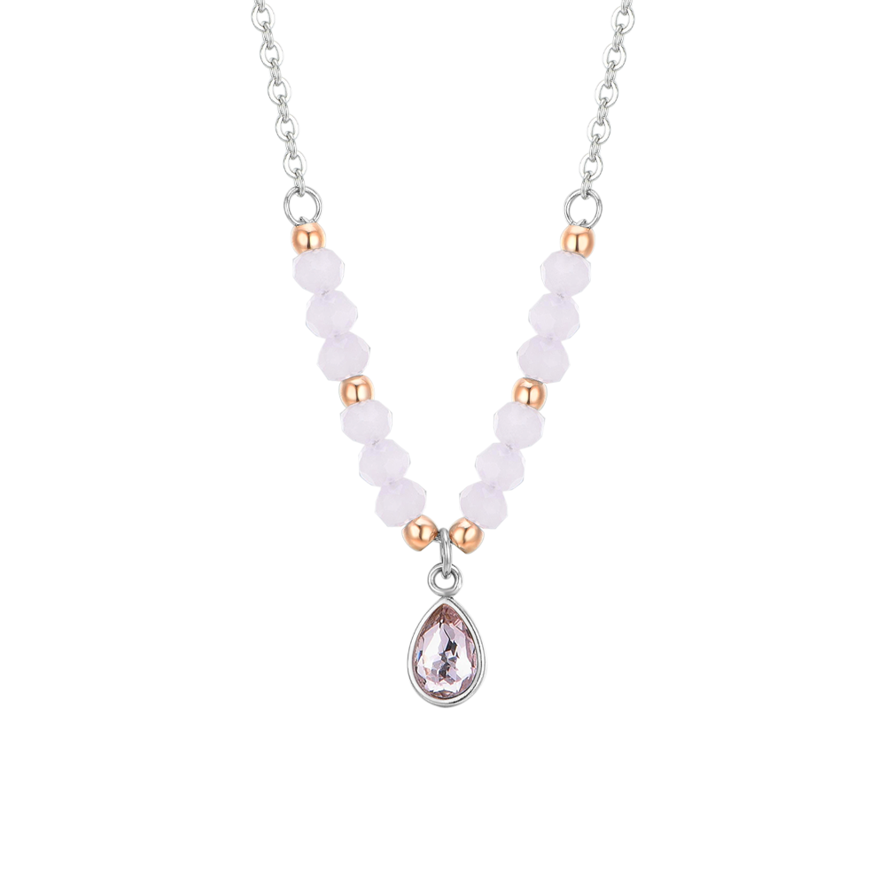 COLLAR DE ACERO DE ÁGATA ROSA PARA MUJER