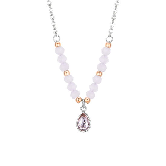 COLLAR DE ACERO DE ÁGATA ROSA PARA MUJER