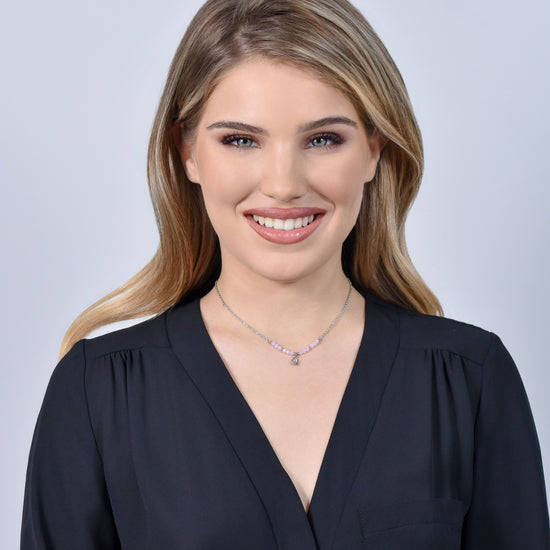 COLLAR DE ACERO DE ÁGATA ROSA PARA MUJER