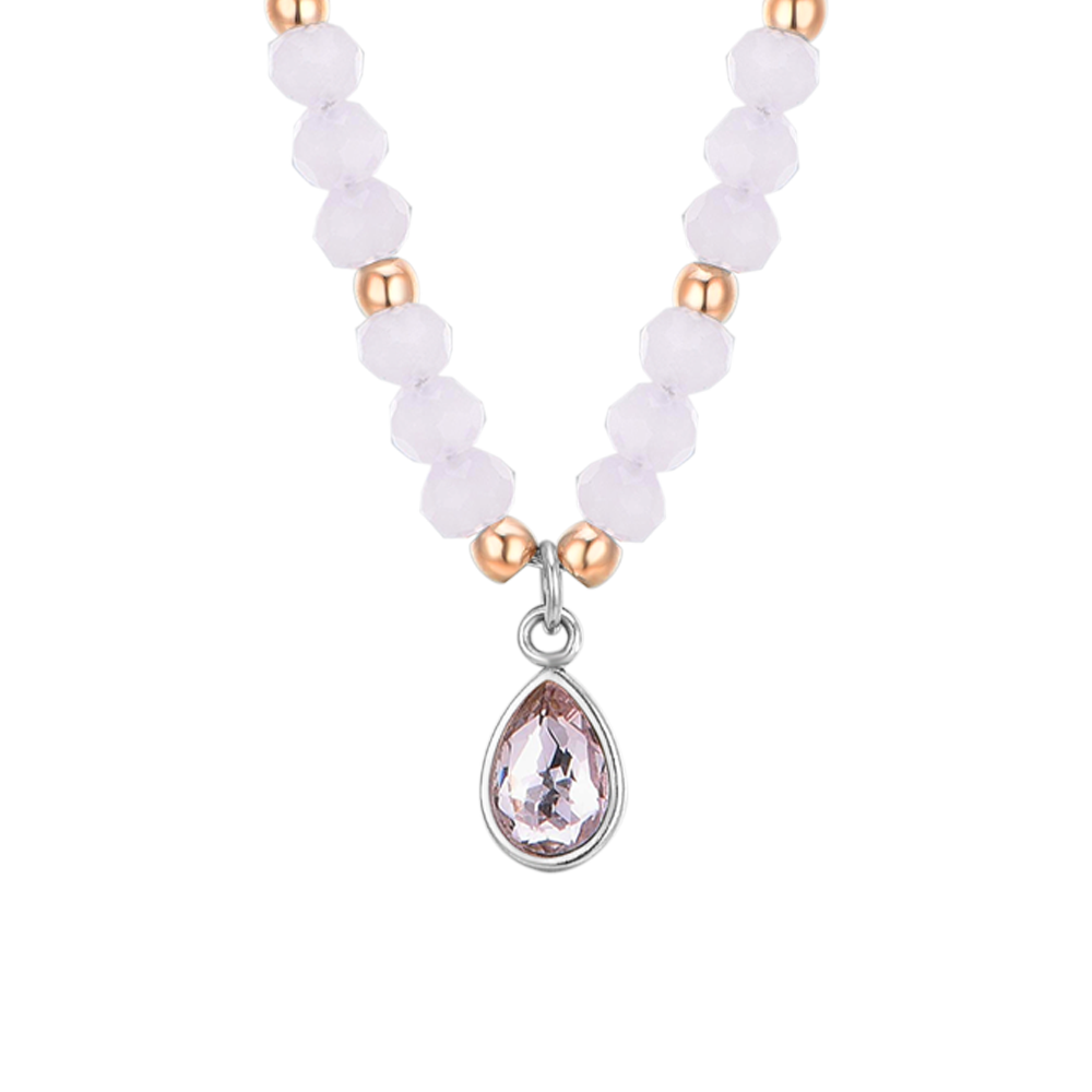 COLLAR DE ACERO DE ÁGATA ROSA PARA MUJER