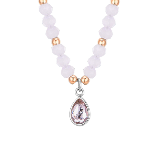 COLLAR DE ACERO DE ÁGATA ROSA PARA MUJER