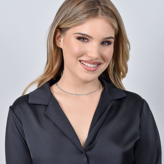 COLLAR DE ACERO CON ROMBOS PARA MUJER