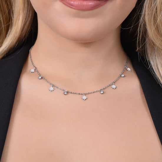SISSI ESTRELLA Y CRISTALES ACERO COLLAR MUJER