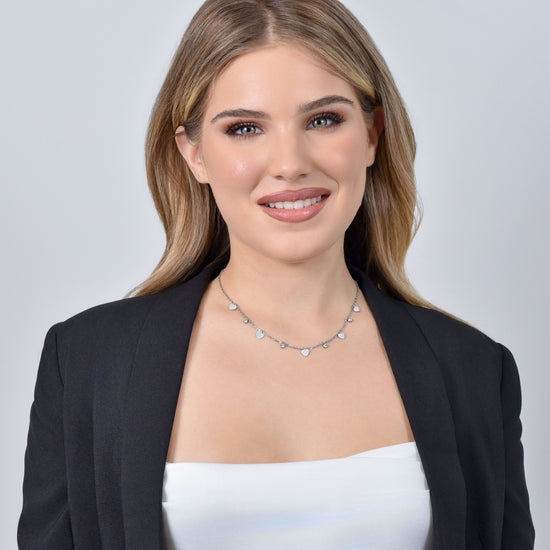 COLLAR DE ACERO CORAZONES Y CRISTALES MUJER