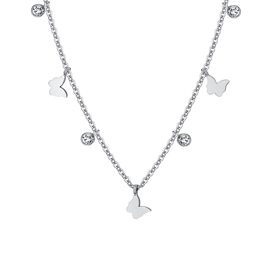 COLLAR DE MARIPOSA DE ACERO Y CRISTAL PARA MUJER