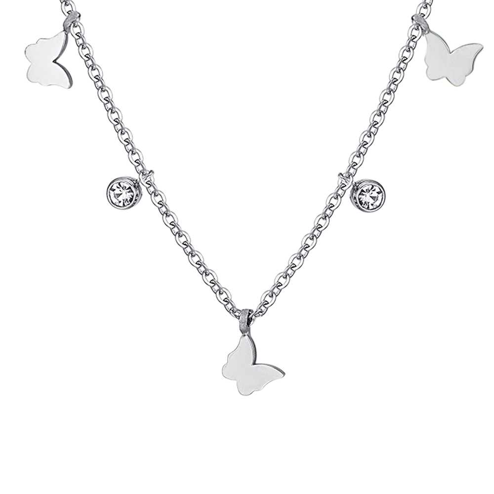 COLLAR DE MARIPOSA DE ACERO Y CRISTAL PARA MUJER