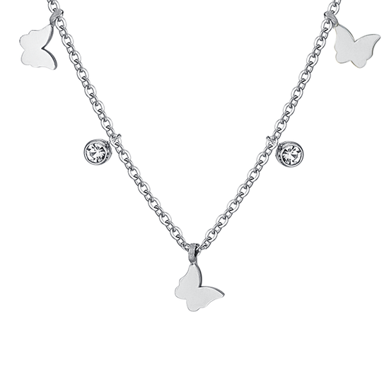 COLLAR DE MARIPOSA DE ACERO Y CRISTAL PARA MUJER