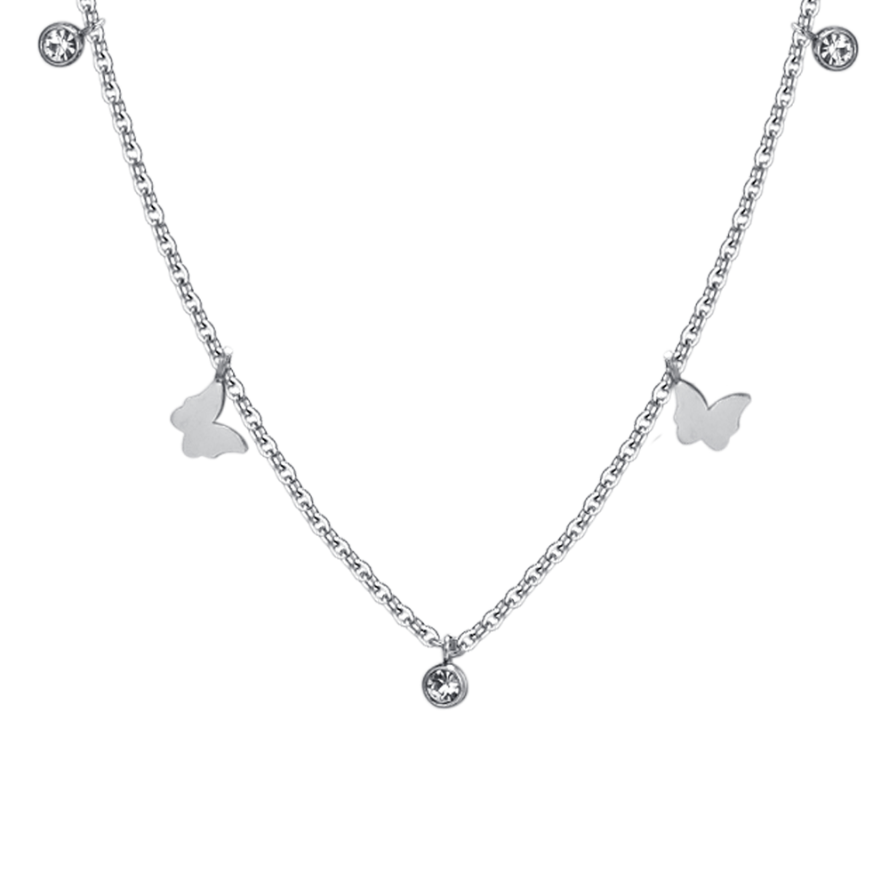 COLLAR DE MARIPOSA DE ACERO Y CRISTAL PARA MUJER