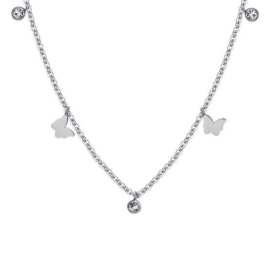 COLLAR DE MARIPOSA DE ACERO Y CRISTAL PARA MUJER